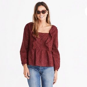 Madewell eyelet Pom Pom Top